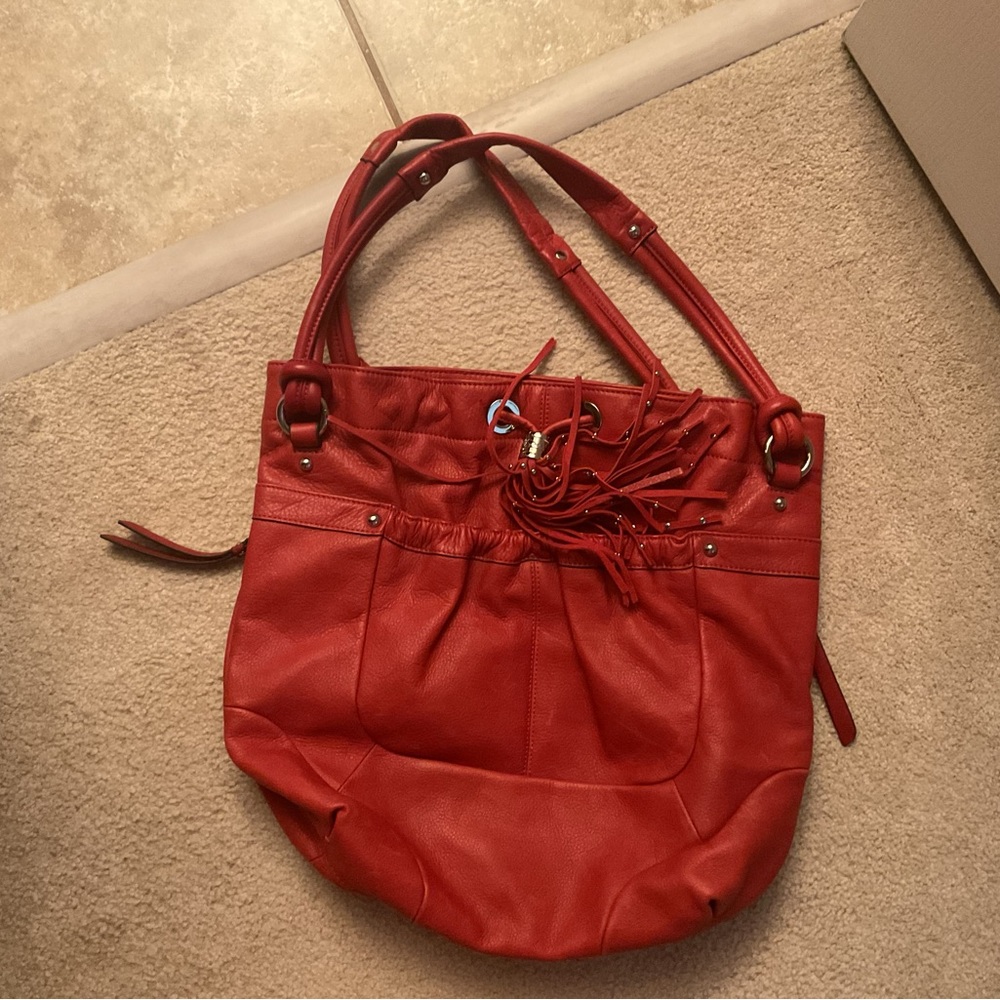 B. Makowsky Red butter leather shoulder bag